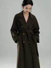 高級ウール混紡ロングコート【山羊绒・シンプルデザイン・女性用】