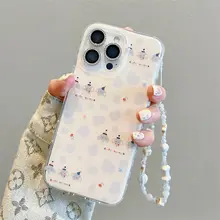 キュートなデザイン！ミルク模様のエレファント スマホケース【iPhone対応・ストラップ付き】