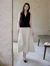 GINNKEE レディース 夏用 高腰Aラインスカート【3層ネット・泡泡チェック・薄手天絲】