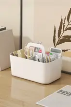 持ち手付き収納バスケット【家庭用・清掃用具・キッチン・多機能・仕切りあり】（セットアップ対応）