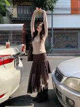 大人の魅力を引き立てる！不規則チェックデザインのハイウエストスカート【夏用・ミディ丈】