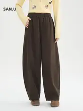 春季に最適！ゆったりとしたデザインのワイドレッグパンツ【コーヒーカラー・弯刀デザイン】（セットアップ対応）