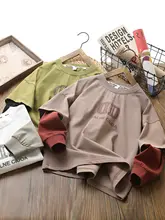 長袖Tシャツ キッズ ボーイズ フェイクレイヤード トップス 秋 カジュアル 着回し