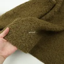 暗い苔色の立体感あるウール生地ケープコート【DIY用・極上の柔らかさ】