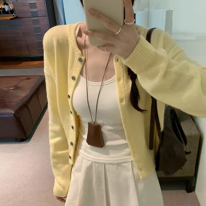 女性用 ニットカーディガン【アクリル混・秋冬用・ソフトタッチ・ナチュラル感】