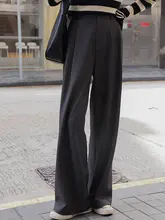 秋季向けの高級感あるブラウンワイドパンツ【ハイウエスト・ストレート・スタイル】（セットアップ対応）