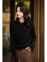 極上の柔らかさの毛糸セーター【オーガンジー切替・ウール・カシミヤ混】