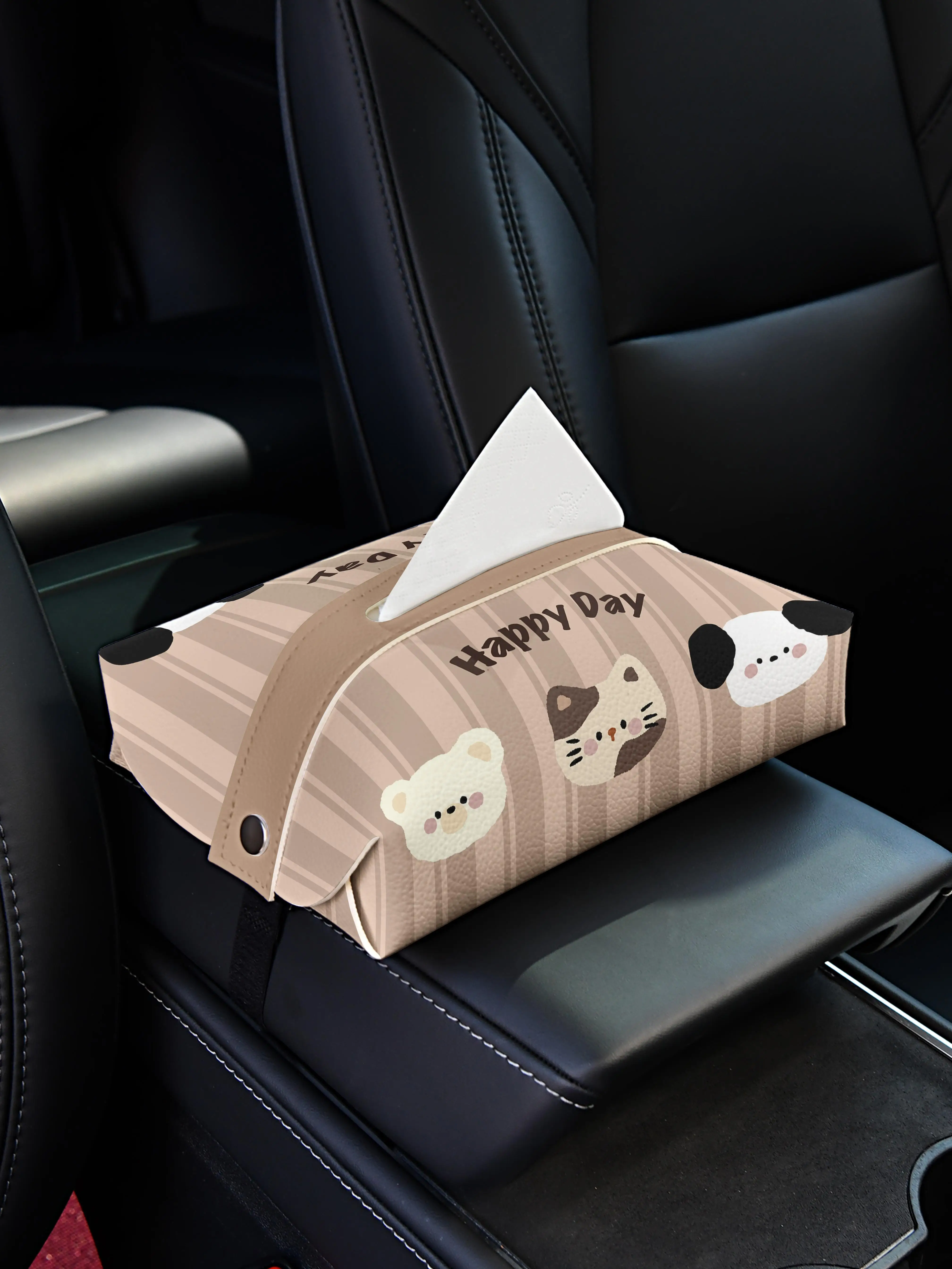 動物デザイン 車載ティッシュボックス：便利グッズランキングで評価される多機能レザー製品