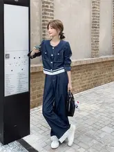 独特デザインのデニム2点セット【秋用・ファッショナブル・韓国スタイル】（セットアップ対応）