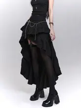 独特で美しいデザイン！黒の不規則型ロングスカート【夏用・女性用】