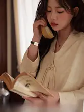 新中式デザインのVネック開衫【秋用・ゆったりフィット・薄手】