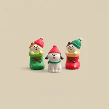 かわいいクリスマスソックスの猫飾り小物【デスクトップ装飾・プレゼントにも最適】