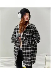 フード付きチェック柄シャツ【フィット・春秋用・女性】（セットアップ対応）
