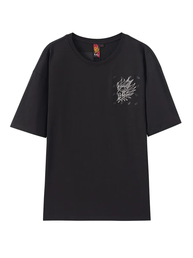 暗光和藝スタイル 日式落肩Tシャツ：男性用の柔らかさと通気性を実現