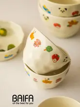 チェリーベアデザインの大容量ラーメンボウル【陶器・マット仕上げ・耐熱】