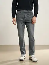 春秋用 デニムパンツ【ウォッシュ加工・レトロ風・ストレッチ素材】
