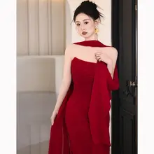 ウェディング用ロングシフォンストール【軽やかなデザイン・飾りリボン付き】