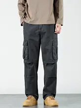 秋冬用裏起毛ストレート工装カジュアルパンツ【メンズ・ゆったりワイドレッグ・大きいサイズ】（セットアップ対応）