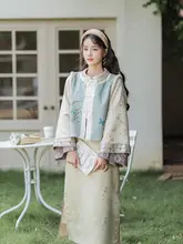 春夏用 輕やかなデザインの改良型チーパオ【古典印花・ノースリーブ・日常遣い・国風】（セットアップ対応）