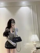 レース切替のハイネック長袖Tシャツ【女性用・スリムフィット・スタイリッシュ】（セットアップ対応）