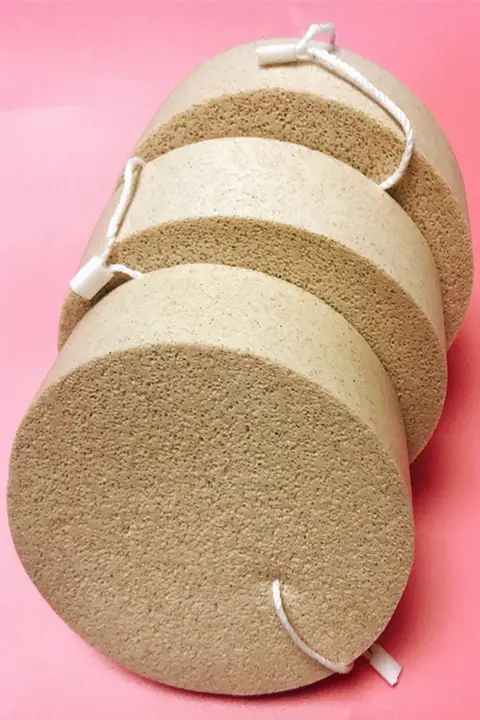 大判 海藻クレンジングスポンジ【深層清潔・薄型ハチの巣状・吊り紐付き】