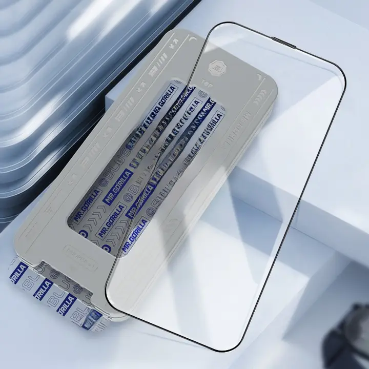BLUEO iPhone用 強化ガラスフィルム【全面保護・視認性向上・防塵機能】