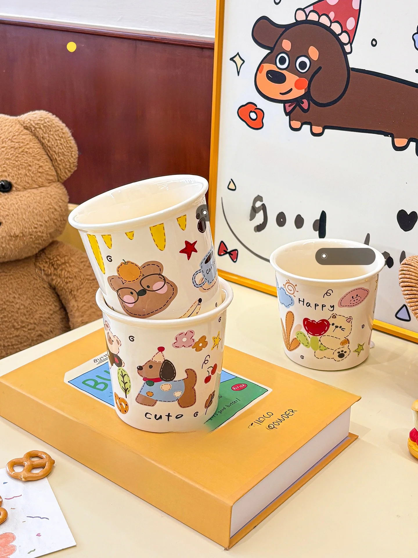 かわいいデザインの陶製マグカップ：軟萌動物柄400mlセットの価格と使い方