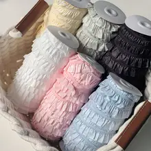 葉っぱモチーフの伸縮性フリルレーステープ【DIY・衣類用・ホームファッション用】