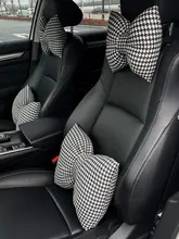 千鳥格デザインの車用ヘッドレスト＆ネックピロー【女性向け・内装用・クッション】