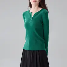 シンプルでおしゃれな長袖ニットトップス【スリムフィット・春用・無地】