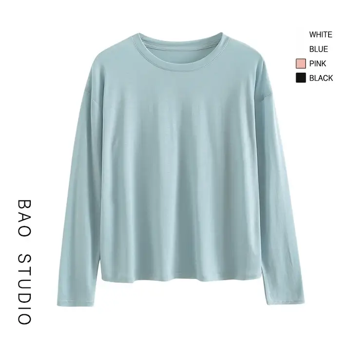夏用 長袖Tシャツ【クルーネック・UVカット・フィット・天絲素材】
