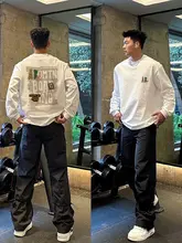 アメリカンストリートスタイルのレトロプリント長袖Tシャツ【秋冬用・コットン100%・重厚感あり】