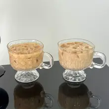 美しい宝石模様の取っ手付きガラスカップ【アイスアメリカーノ・コールドブリュー・飲料用】
