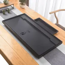 天然ウ金石製茶盤【抽たん収納・水切り機能付き・リビング・オフィス用】