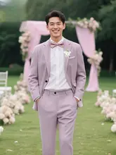 洗練されたデザインのメンズスーツ【春夏用・韓国風・スリムフィット】（セットアップ対応）