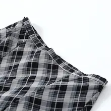 黒白チェックのアシンメトリックフリル付きシフォンマーメイドスカート【女性用】