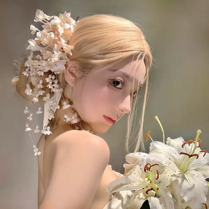 流れるような鈴蘭の花のトリム付きヘアクリップ【新中式・レトロデザイン・和服や漢服に最適】