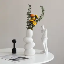 アブストラクトデザインの陶器製小花瓶【北欧風・リビング用・装飾アイテム】