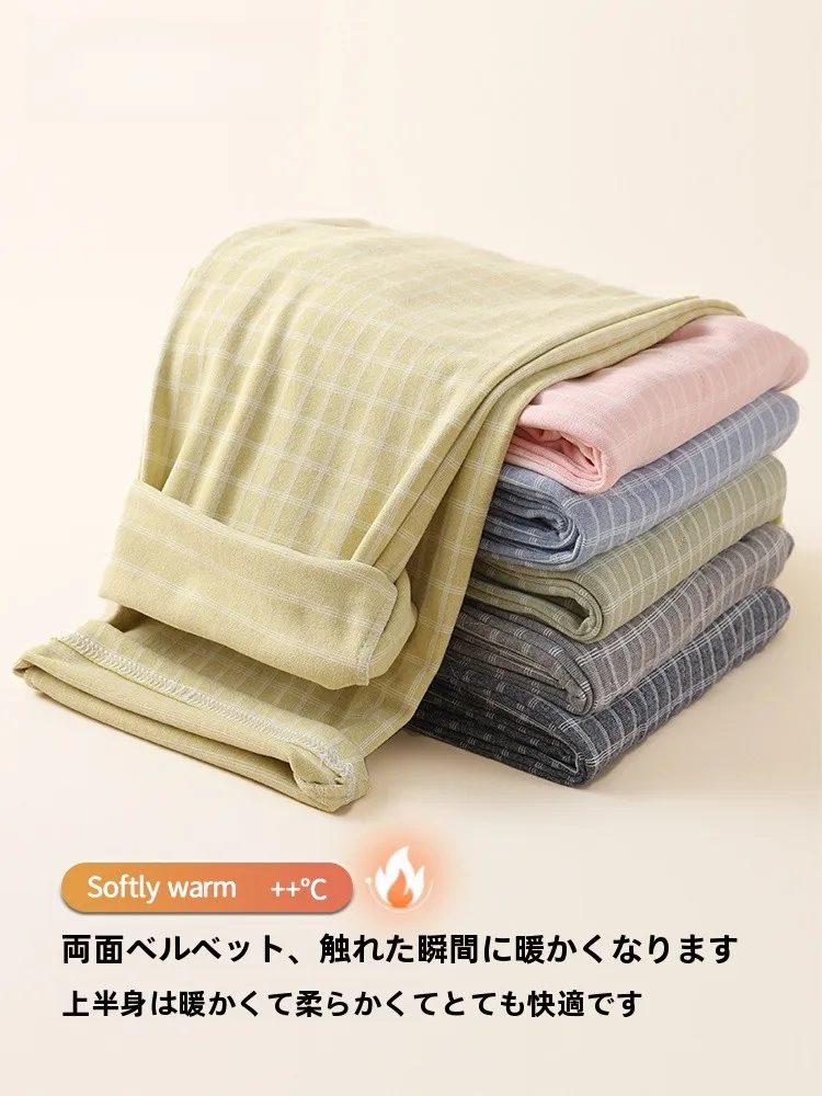 チェック柄のルームパンツ：秋冬用加厚デザインで快適な睡眠環境を実現