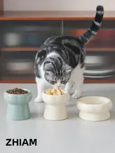 高脚陶器製ペットボウル【猫用・食器・水飲み・フードボウル】