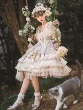 向日葵をテーマにしたロリータスタイル春夏用ワンピース【甘美なデザイン・フローラルプリント】（セットアップ対応）