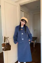 夢幻的な波型デザインのウール二重構造女性用セットアップ【冬季・甘美な雰囲気】（セットアップ対応）