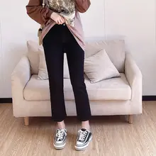 高ウエストストレートデニムパンツ【レディース・9分丈・スリムフィット・ストレッチ】