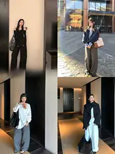 レディース 春用パンツ【ストレート ワイドレッグ・ハイウエスト・ロング丈】