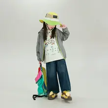 子供用デニムパンツ【洗い加工・コットン・ゆったりシルエット・カジュアル】