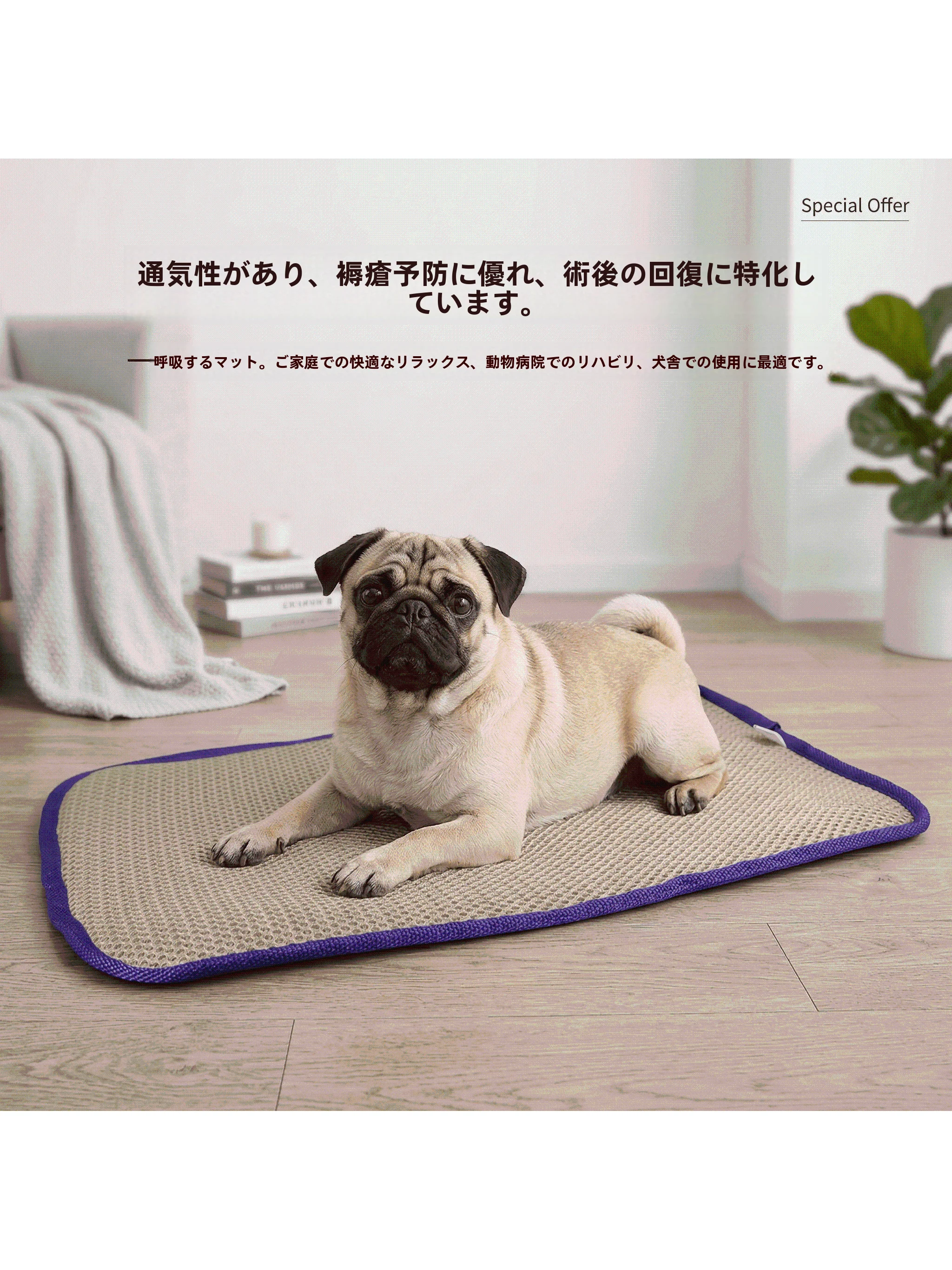 ペット用二重構造厚手マット：通気性とクールマッサージ機能で夏の快適さを実現