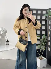 女性用ビッグサイズ カラーブロックデザインジャケット【春季・アメリカンスタイル・ショート丈】