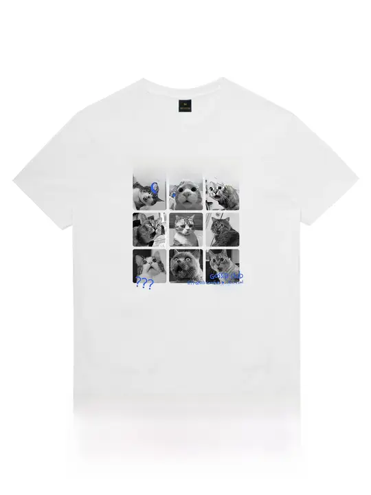 猫デザインの半袖Tシャツ【コットン・ユニセックス・ルーズフィット】