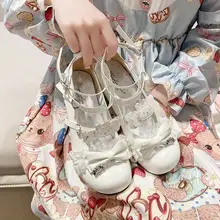 かわいい猫爪デザインのロリータシューズ【リボン付き・レース・ローヒール】