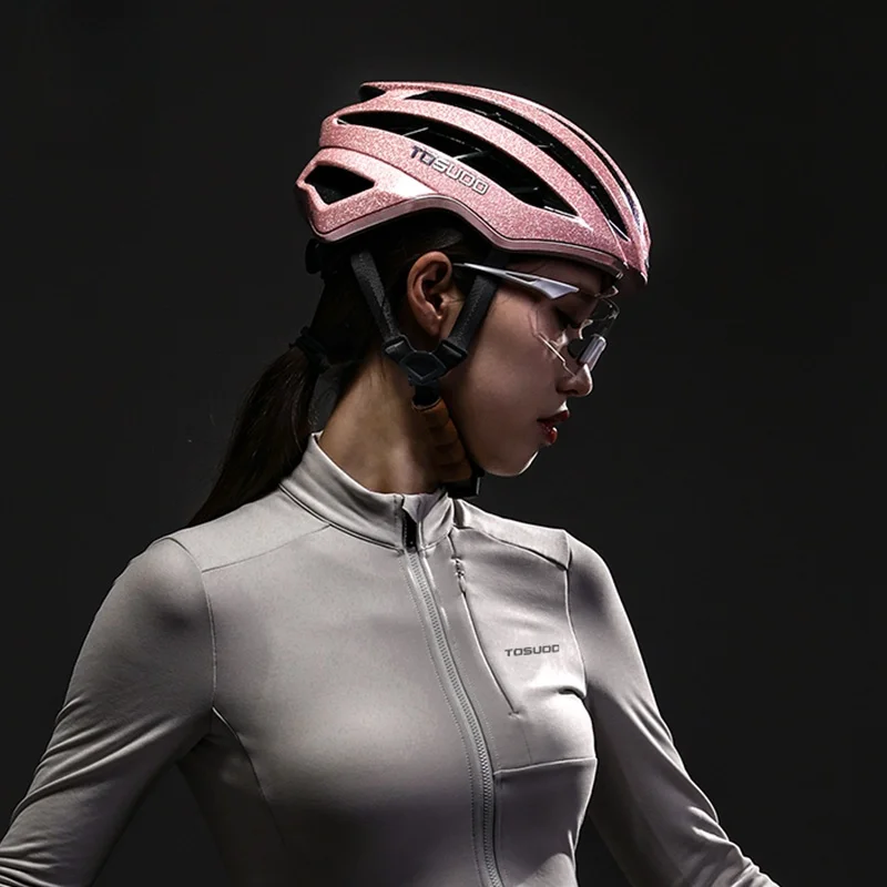 TOSUOD TK2183 女性用夜光自転車ヘルメット：通気性と夜間安全性を兼ね備えたロングコーンデザイン